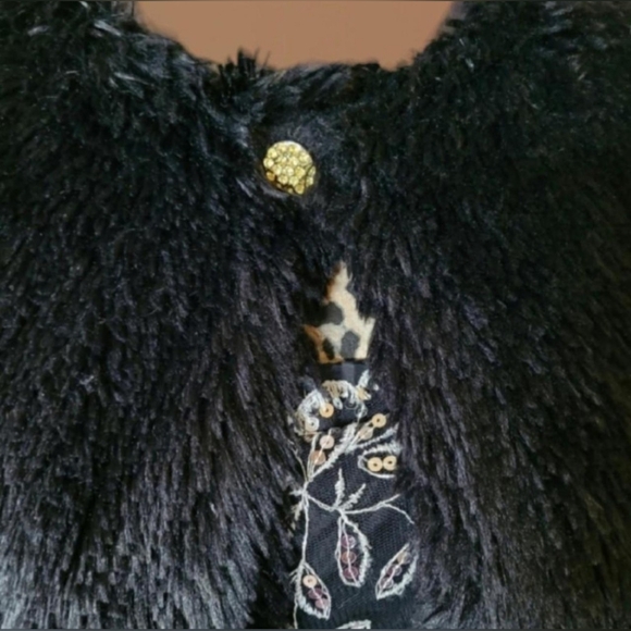 SCENE BEAUTIFUL VINTAGE SEQUENCED EVENING GOWN WITH A FAUX FUR SHAWL SZ. XL - Picture 5 of 6